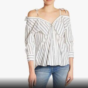 Joie Open Shoulder Striped Shirt with colar and sleeves